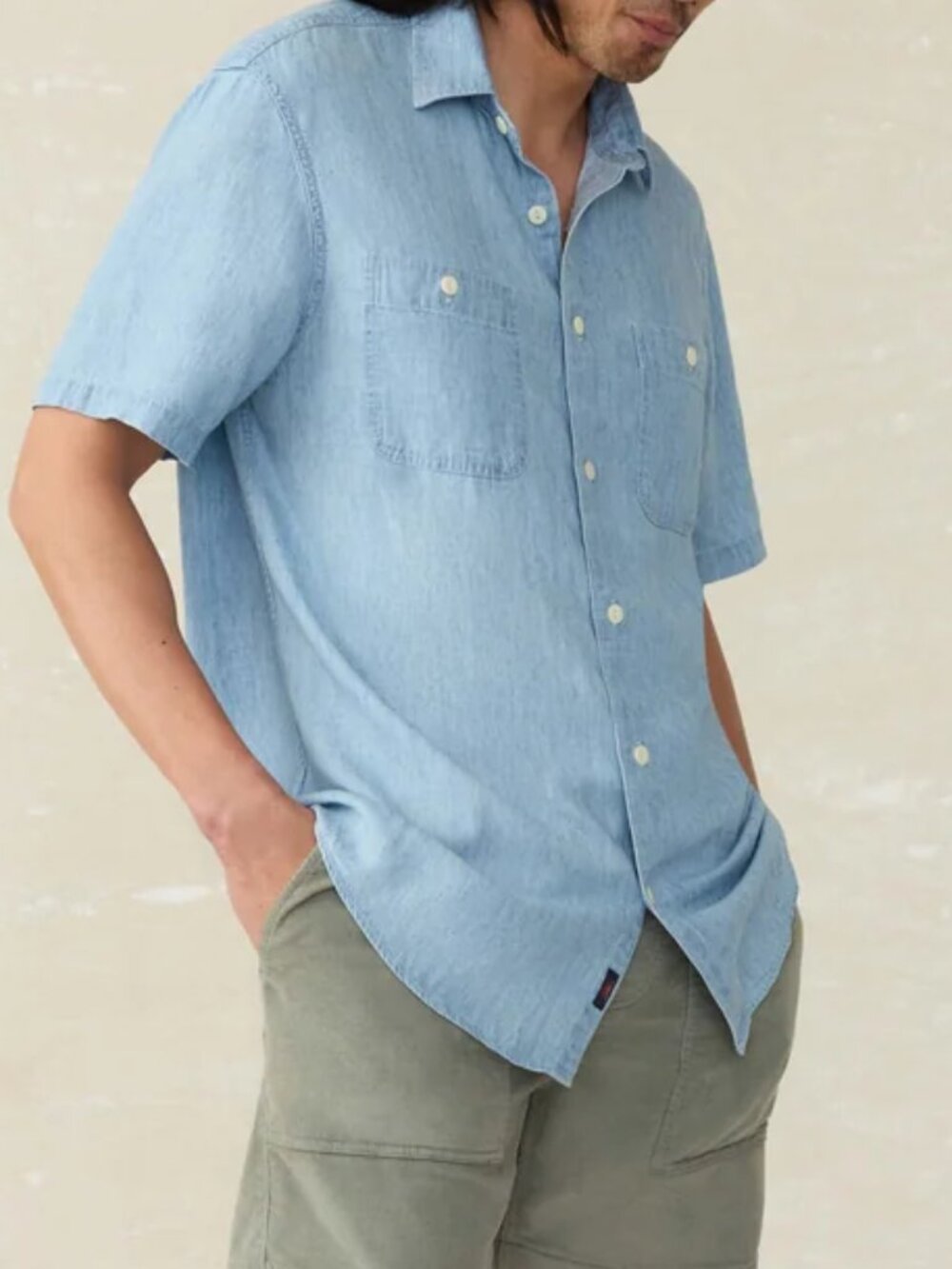 Faherty Men's Tried & True Chambray Short Sleeve Shirt Size XL NWT